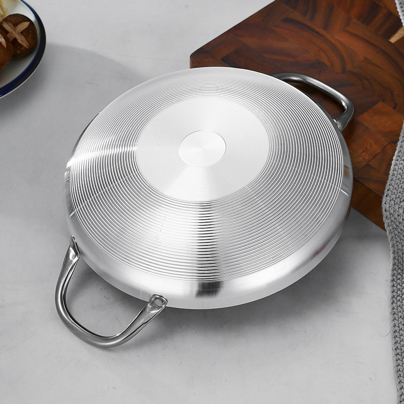 不锈钢干锅韩式部队火锅双耳平底干锅盆海鲜饭锅商用炸鸡盘小炒锅,淘宝优惠券,粉丝福利购,淘宝优惠卷