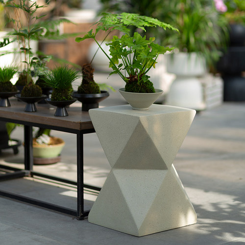 凌虹方形边几设计师创意款镁泥小茶几侘寂风民宿客厅角几轻奢北欧 - 图1