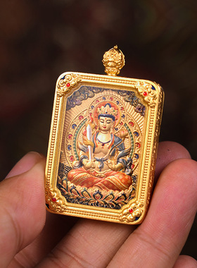 五台山新款八大守护神吊坠唐卡挂件双面立体龙五爷本命佛随身