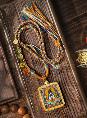 手绘唐卡西藏吊坠扎基拉姆八大本命绿度母五台山五爷手绘擦擦唐卡