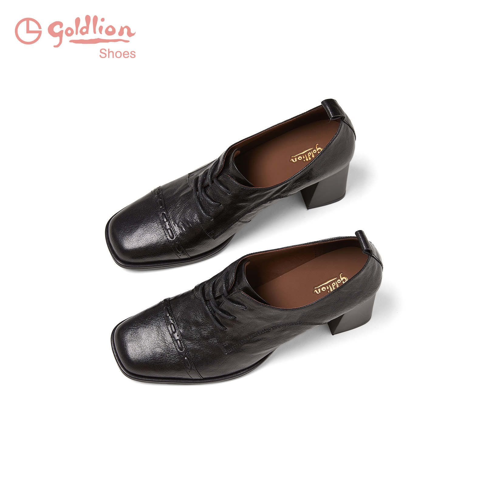 金利来深口单鞋女2025新款复古英伦风粗跟系带高级感百搭方头单鞋,淘宝优惠券,粉丝福利购,淘宝优惠卷