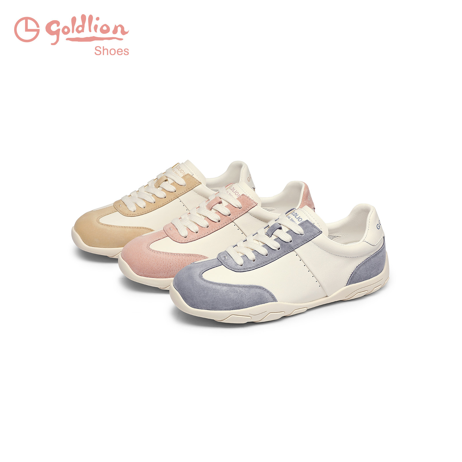 金利来撞色板鞋春季新款女鞋百搭软皮休闲运动平底小白鞋女德训鞋,淘宝优惠券,粉丝福利购,淘宝优惠卷