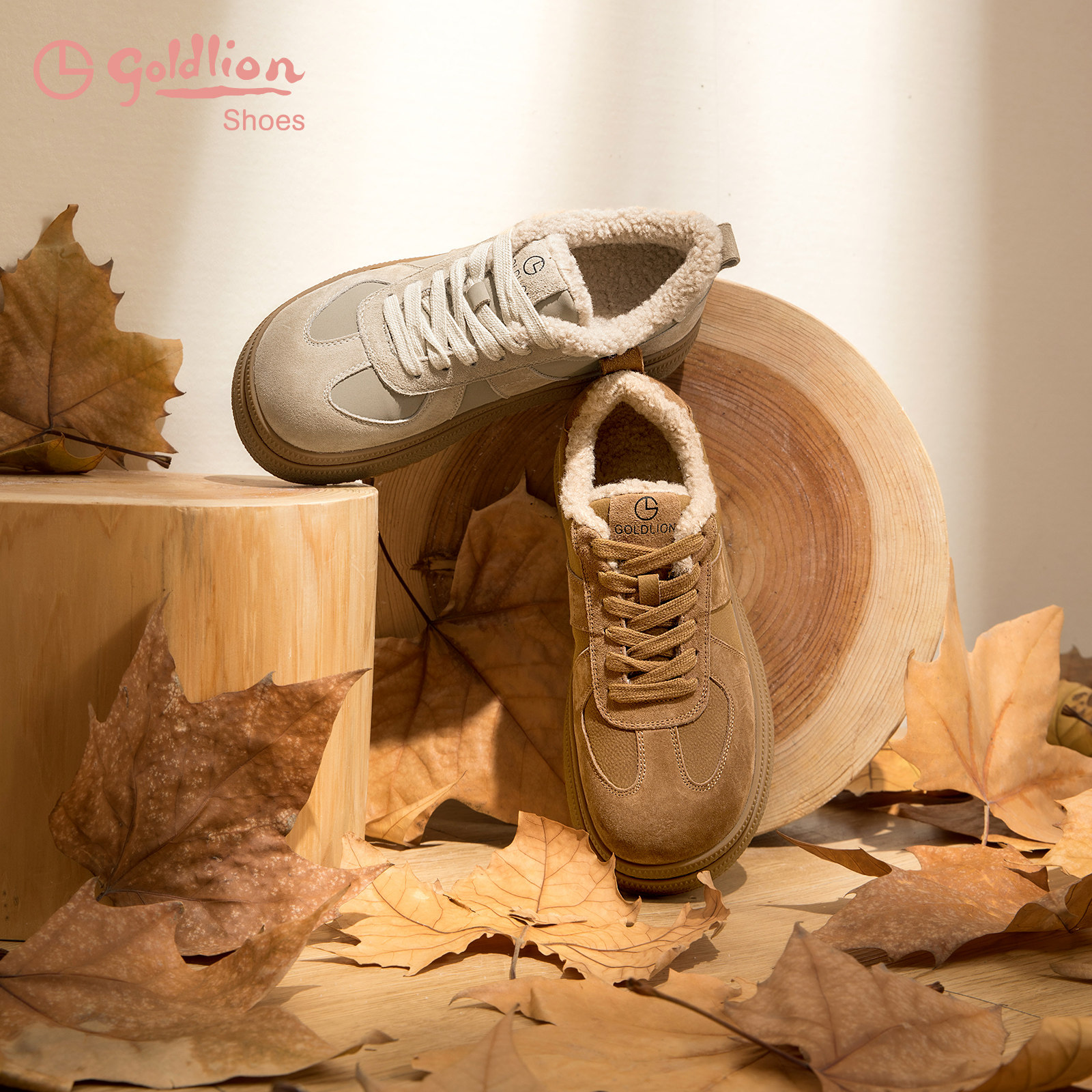 金利来女鞋2025秋冬新款复古厚底德训鞋加绒保暖休闲运动鞋女增高,淘宝优惠券,粉丝福利购,淘宝优惠卷