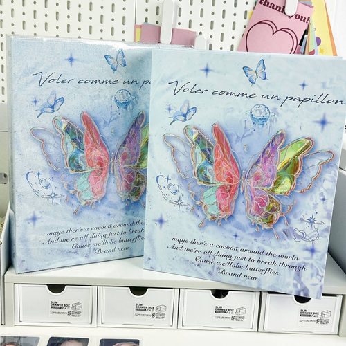 ins大a4炫彩蝴蝶九宫格卡册收纳册活页绝美外壳追星专辑小卡卡册 - 图2