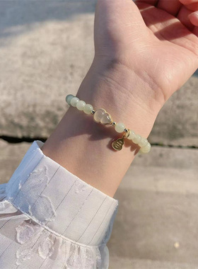 招财转运和田玉葫芦金镶玉手链