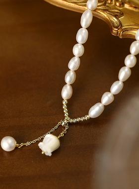 手作珍珠流苏锁骨链女小众百搭