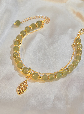 金枝玉叶和田玉月亮古珠手链手串