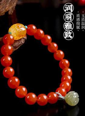 南红蜜蜡貔貅圆珠手链女款禅意