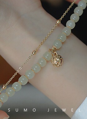 天然和田玉铃铛小众手链手串链条