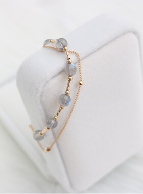 似水流年14K月光石双手链女款