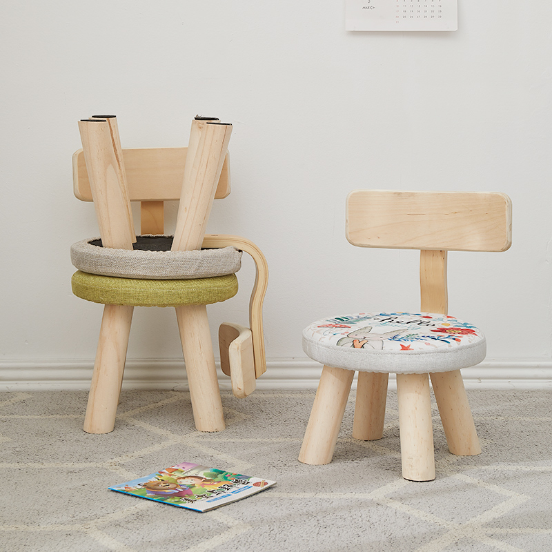 儿童小凳子家用靠背小椅子现代简约全实木圆凳创意矮凳宝宝小木凳 - 图3