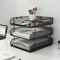 Desk shelf document holder documents disc two-three-layer horizontal document frame file finishing information containing shelf book desktop file shelf bookshelves containing box document column book stand office supplies