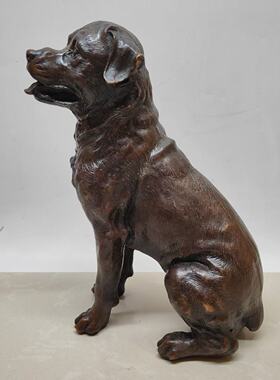 铜聚宝盆狗生肖狗看门狗家居摆设