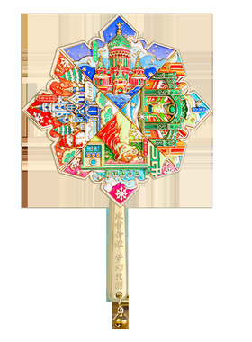 金属旋转风车冰箱贴城市