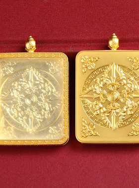 尼泊尔西藏唐卡盒子双面款手绘手工唐卡盒子金色银色铜盒嘎乌盒无