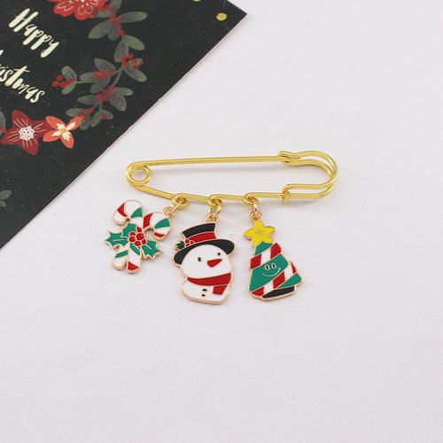 圣诞节跨境胸针合金可爱麋鹿老人雪人雪花拐杖糖别针大衣包包徽章 - 图0
