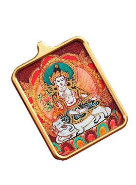 藏式唐卡项链手绘描金五