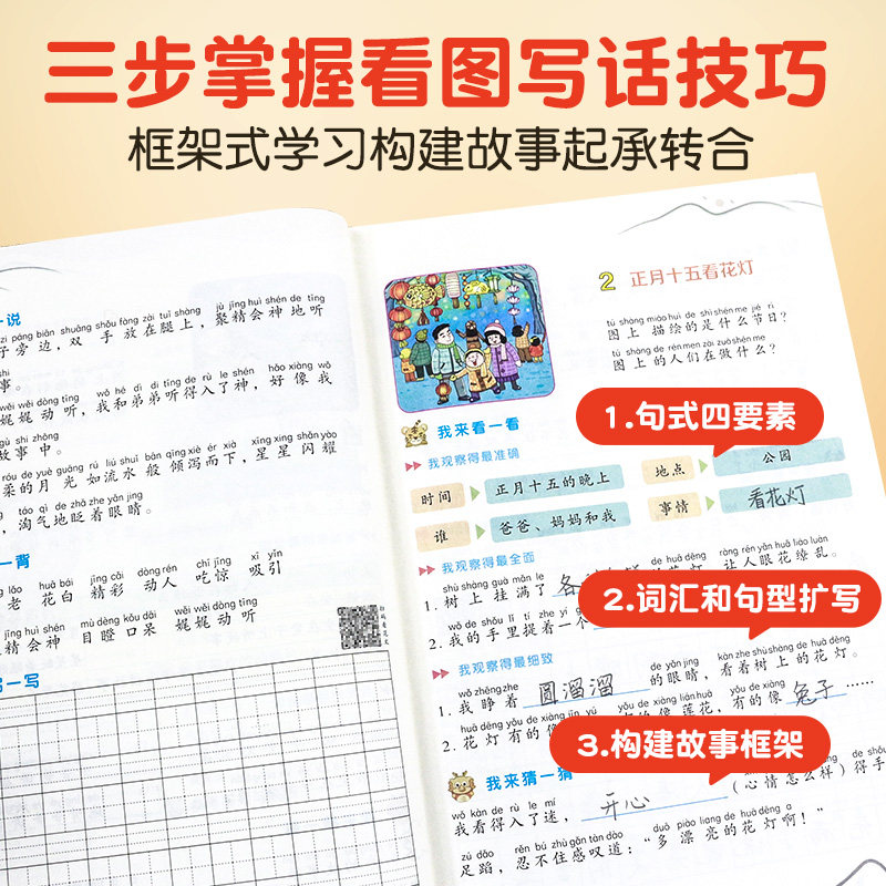 看图写话一年级二年级上下册专项训练每日一练人教版日记作文好词积累优秀范文大全小学生语文阅读理解和练字帖本子课本同步练习册