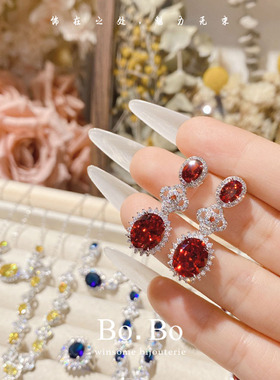 戒指首饰套装石榴红火彩耳环精致