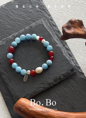 原创天然红玛瑙手链女