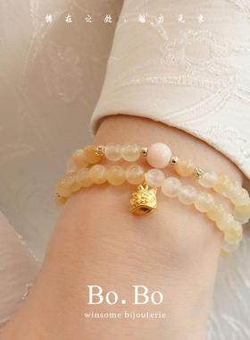 天然石蝴蝶结手链女款高级感