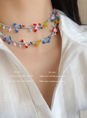 原创设计琉璃梦手工串珠项链锁骨