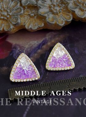 vintage轻中古风紫色渐变水晶