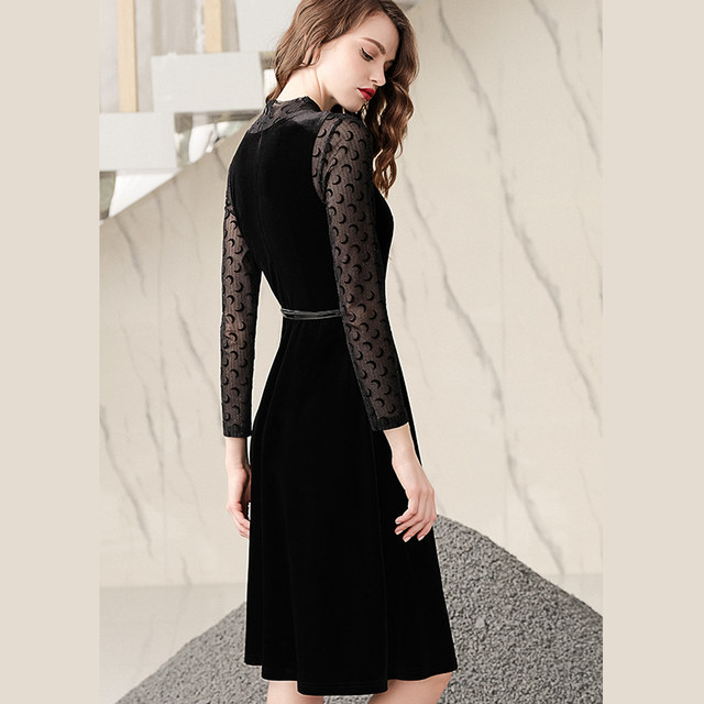 ແບບໃຫມ່ຕາຫນ່າງຄໍາ velvet slim dress ສໍາລັບແມ່ຍິງ
