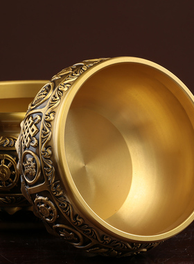 纯铜聚宝盆店铺办公室招财装饰品