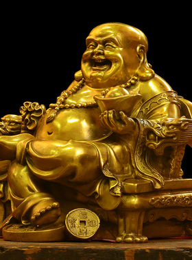 纯铜弥勒佛摆件招财大肚布袋