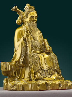 纯黄铜月老摆件月下老人神像