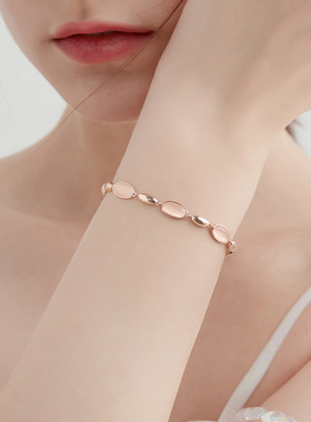 mck玫瑰金色仿猫眼石手链女款