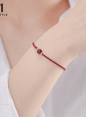 mck简约朱砂红绳手链女款