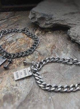 健身励志哑铃男钛钢运动手链