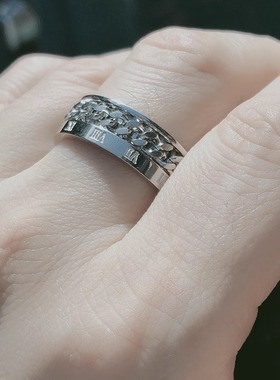 欧美罗马数字钛钢自律戒指男潮