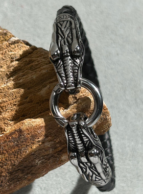 潮流双龙头手链男款手环手绳