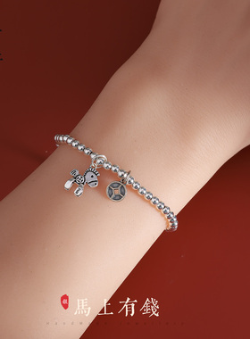 925银小马手链女纯银马上有钱生肖马简约2025年新款手串学生礼物
