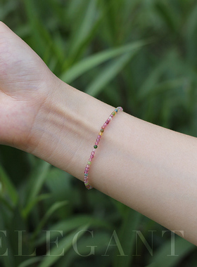 S925纯银小福牌天然碧玺手链