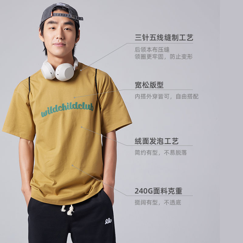 纯棉男女重磅美式情侣休闲运动短袖-第4张图片-提都小院