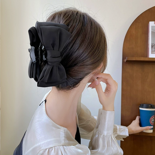 Двусторонная большая заколка-крабик с бантиком, акула, заколка для волос, изысканный стиль, французский стиль