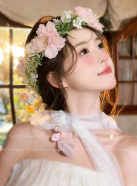森系超仙花环头饰儿童春游花朵发箍女2026新款簪花拍照氛围感发饰