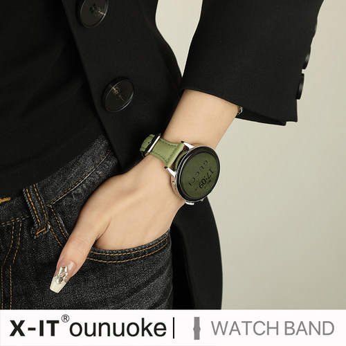 xit适用于华为gt6手表watchgt5表带watch4pro真皮gt7小蛮腰GT4女士watch7pro秋天纤新细款牛皮荣耀magic绿色 - 图1