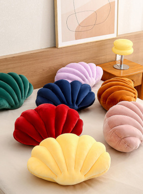 家用装饰创意家居氨纶贝壳抱枕毛绒玩具汽车沙发靠垫办公室摆件