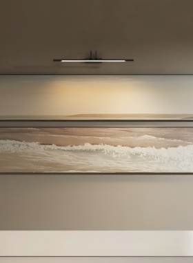 新中式禅意挂画长条装饰画茶室餐桌装饰画发光氛围壁灯画长方形画