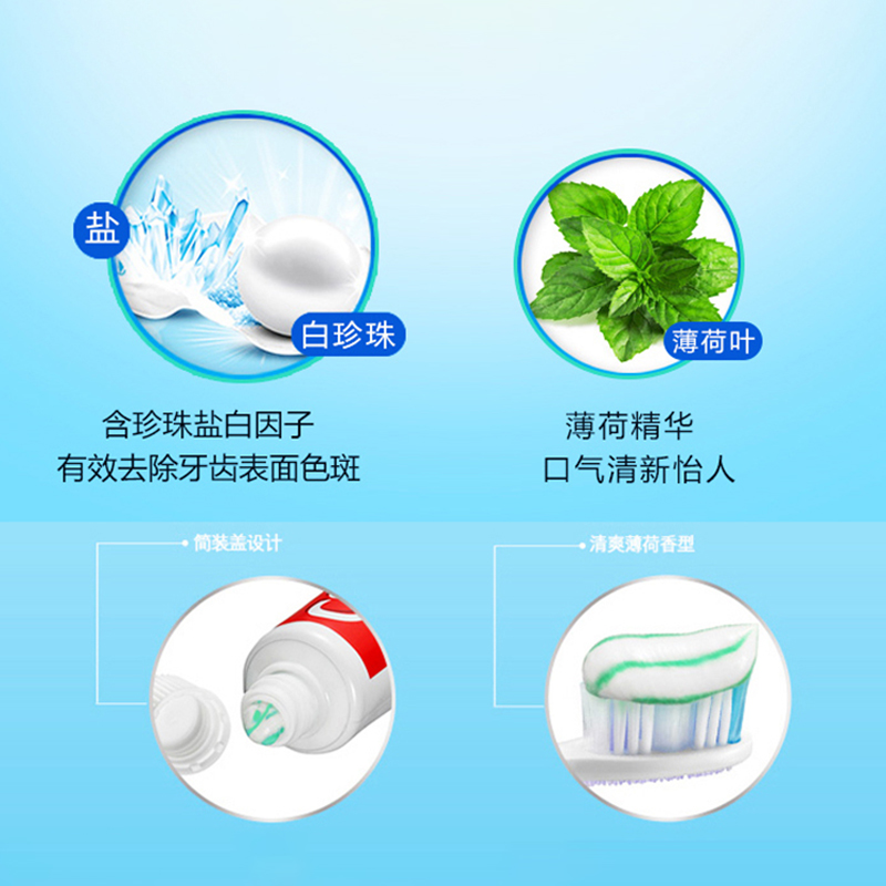 高露洁防蛀牙膏家庭装薄荷香型含氟固齿清新口气清洁口腔家庭套装 - 图1