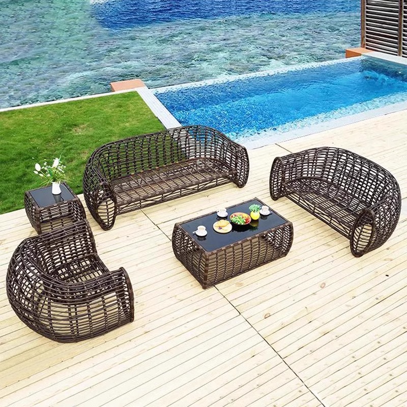 远茂户外PE编藤沙发茶几组合别墅室庭院藤椅家具阳台休闲简约现代 - 图0