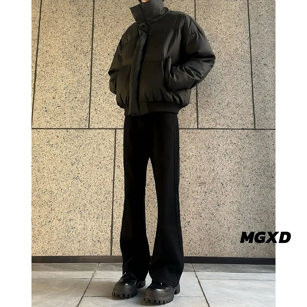 麻瓜兄弟短款PU皮棉服男款冬季加厚立领面包服外套棉衣高级感袄 - 图0