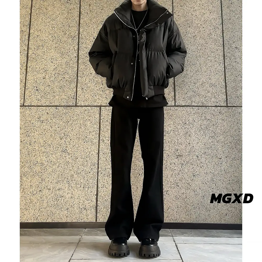 麻瓜兄弟短款PU皮棉服男款冬季加厚立领面包服外套棉衣高级感袄 - 图2