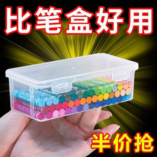 铅笔收纳盒大容量透明文具盒收纳笔筒装彩铅儿童蜡笔绘画素描笔袋 - 图3