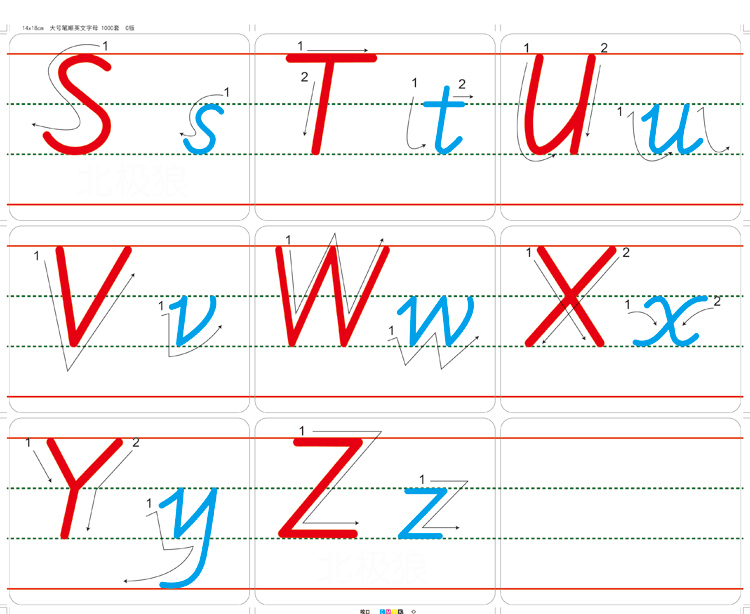 26个英文字母卡片英语大小写字母笔画笔顺手写体自然拼读全套教学